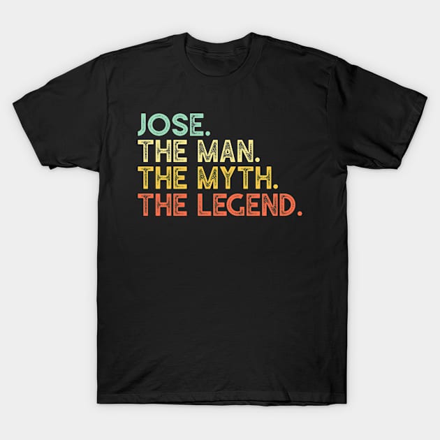 First Name JOSE Man Myth Legend Fathers Day Gift T-Shirt by Harle
